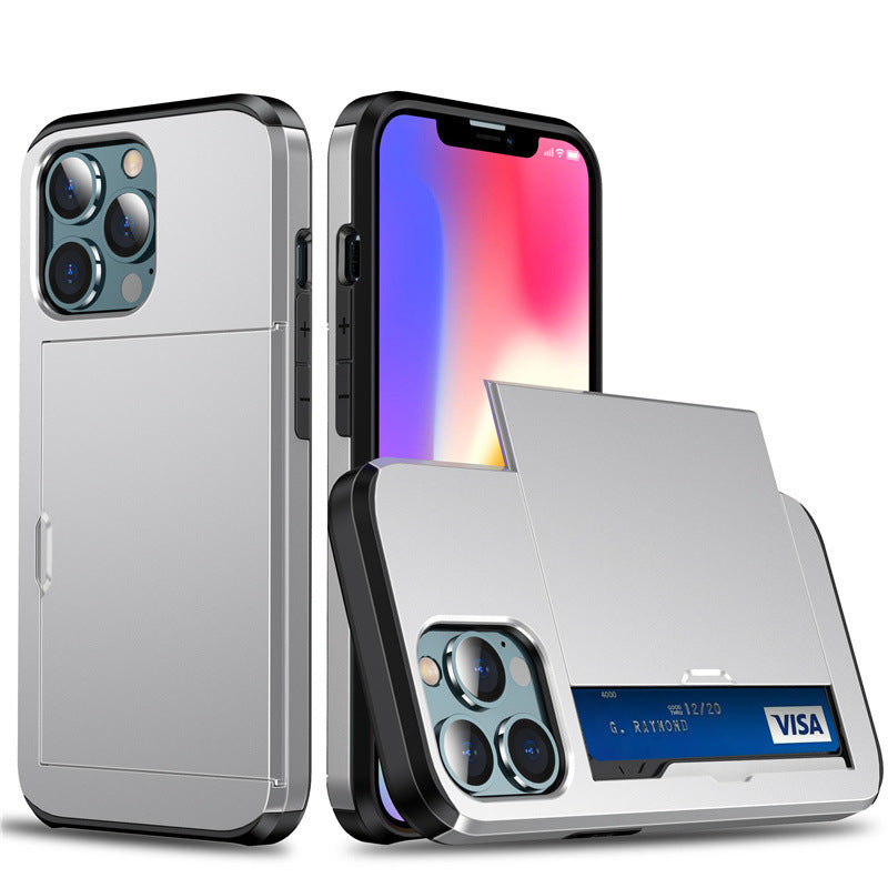 Suitable for iPhone 17 ProMax phone case Apple 16 slide push card insert 14 15 anti drop protective cover