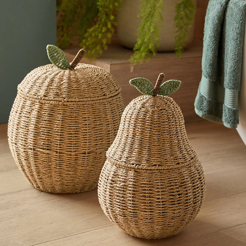 Wholesale Handmade Woven Storage Basket, Snow Pear Fruit Style, Organizer Basket, Desk Trinket Basket, Home Decor Basket