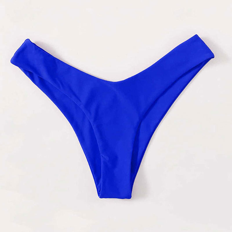 pure color women's sexy two-piece bikini V-shaped bottom fashionable swimsuit
