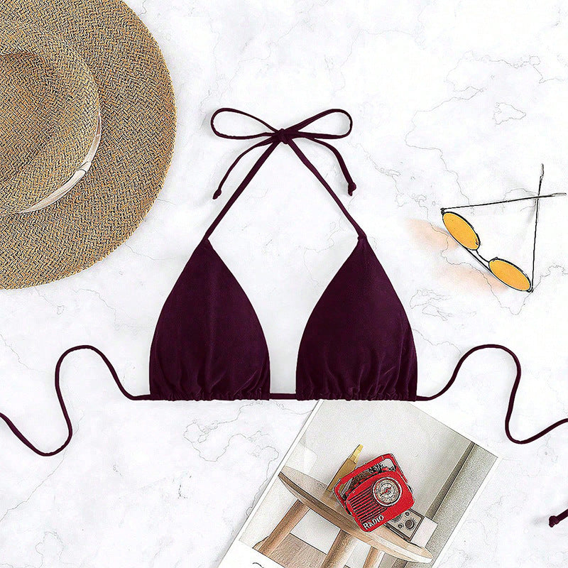 Sexy Tied Bikini Top with Padded Bra, Beach Hot Spring Swimwear for Women
