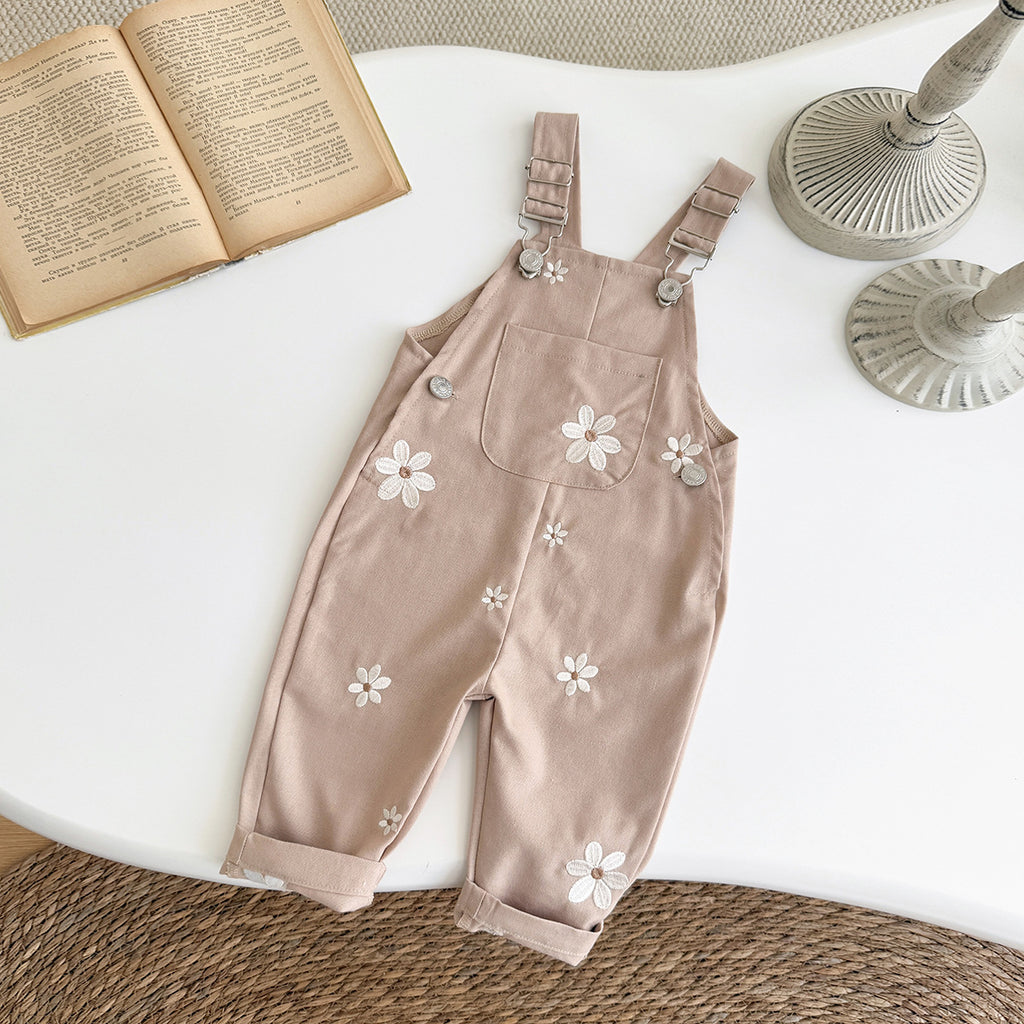 Strap pants with flower embroidery and sleeveless jumpsuit
