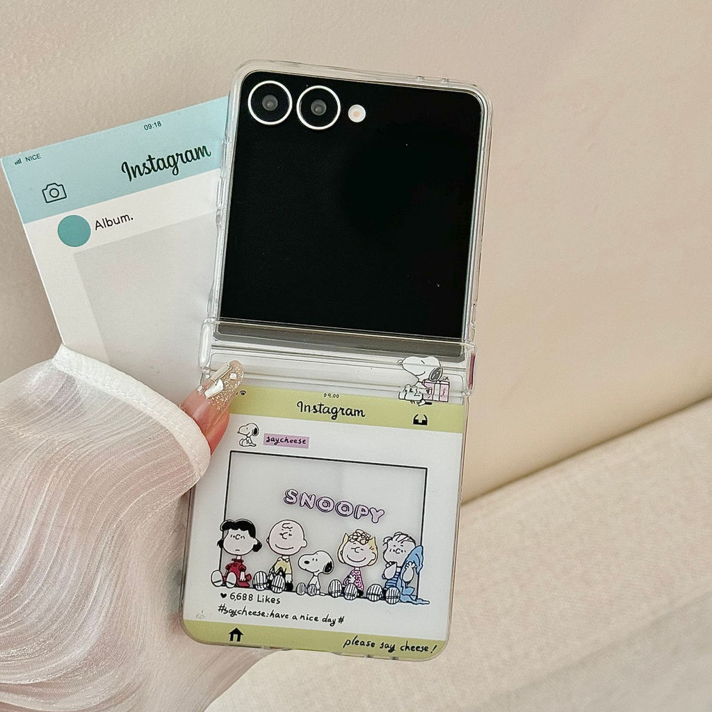 Cartoon Snoopy Samsung suitable for zflip7 phone case folding screen 7FE women's anti fall all inclusive protective cover 5/6