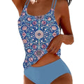 Printed split high waisted swimsuit