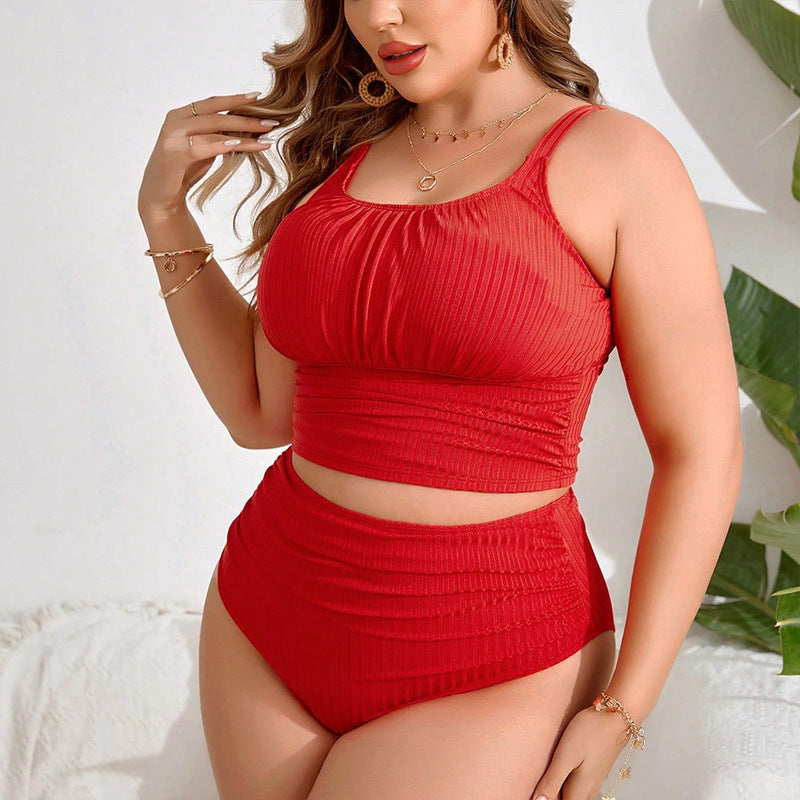 Sexy Plus Size Bikini Swimwear for Women, High-Waisted Slimming Beach Bikini,