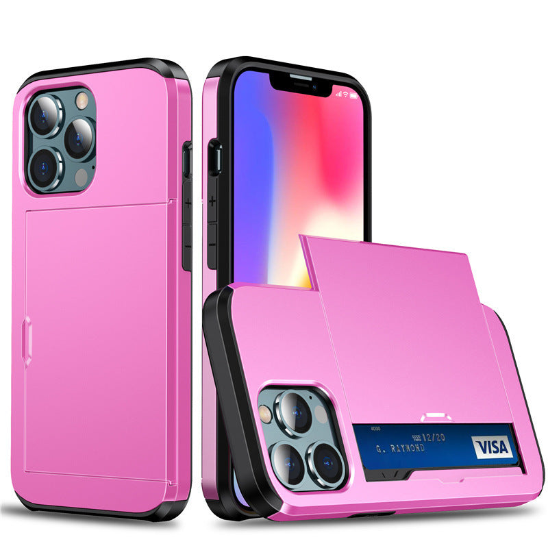 Suitable for iPhone 17 ProMax phone case Apple 16 slide push card insert 14 15 anti drop protective cover