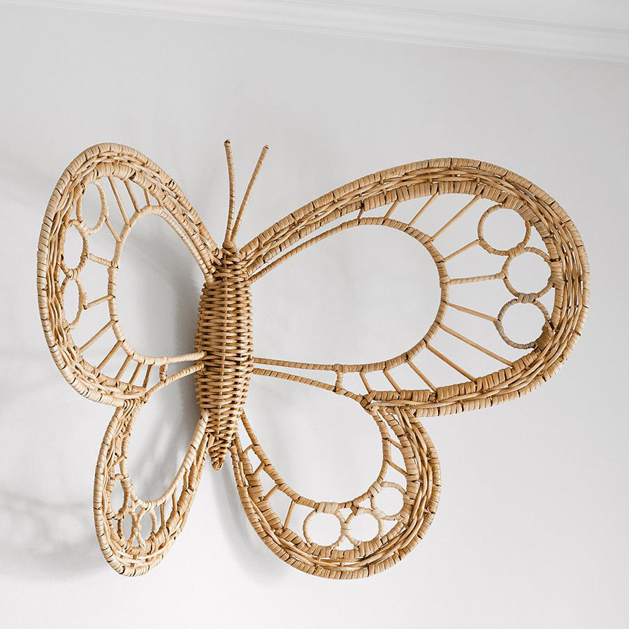 Scandinavian Style Woven Decorative Grass Butterfly Wall Hanging for Home, Hotel, Photo Props and Interior Decoration