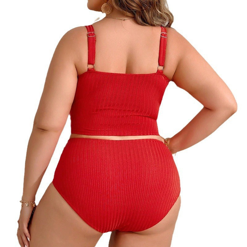 Sexy Plus Size Bikini Swimwear for Women, High-Waisted Slimming Beach Bikini,