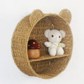 Cat Ear Eco-Friendly Paper Rope Woven Storage Rack Round Organizer Basket Wall-Mounted Cosmetic and Decorative Display Shelf