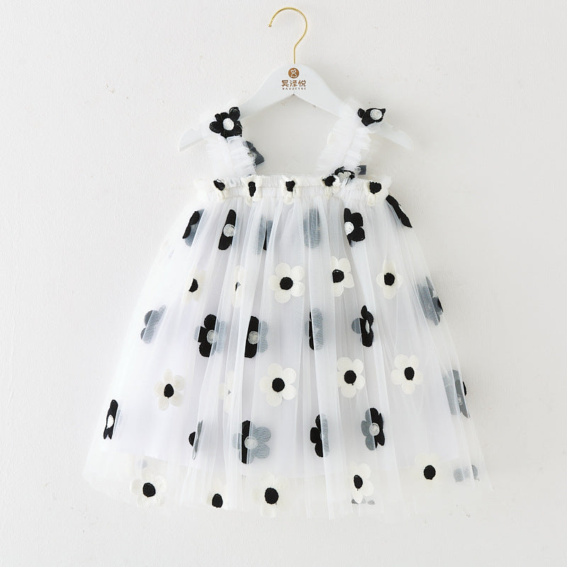 INS Summer New Style Strap Girls Dress Embroidered Sweet Tulle Dress Children's Formal Dress Princess Dress Wholesale