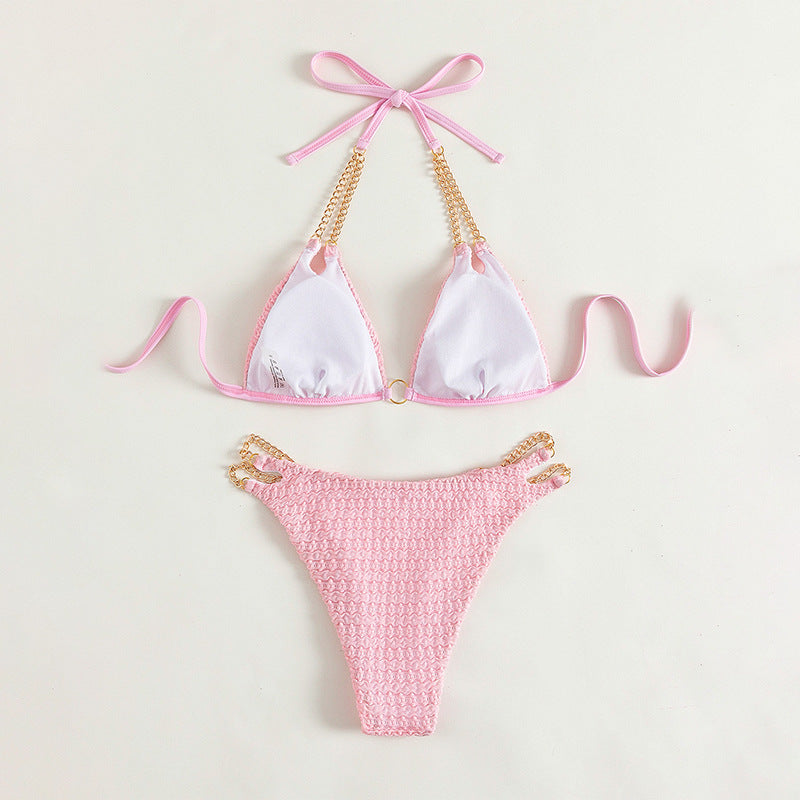 Sexy Chain Halter Two-Piece Swimsuit Women's Beach Bikini Hot