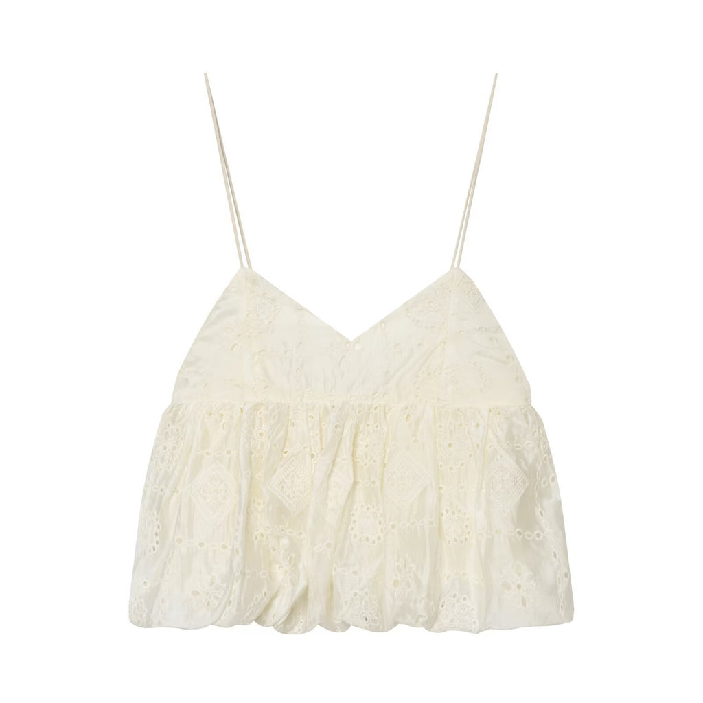 Spicy Girl Hollow Embroidered Bubble Short Top