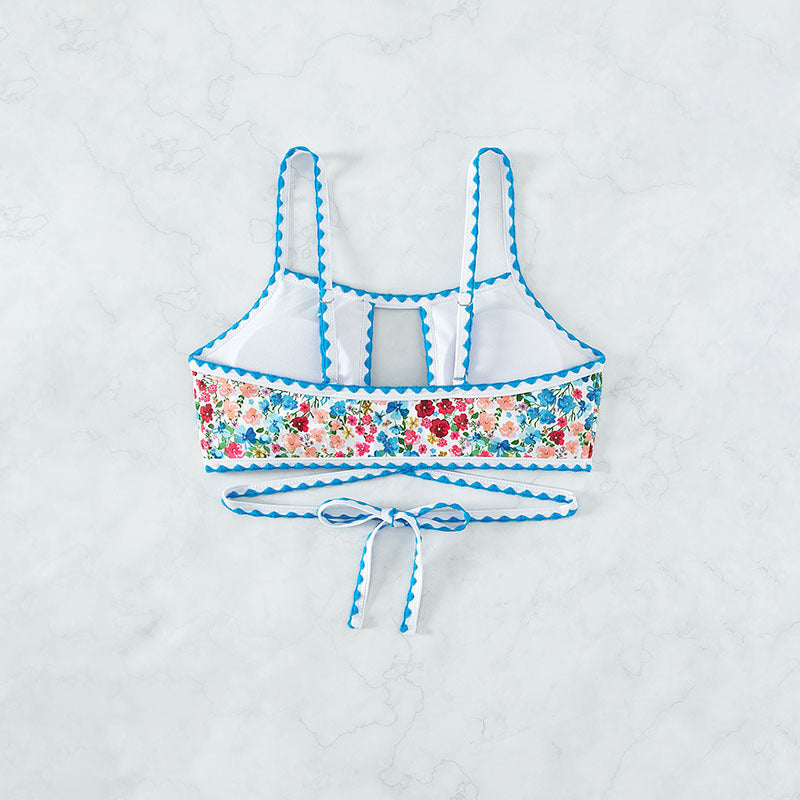 small floral print bikini with tie-back design