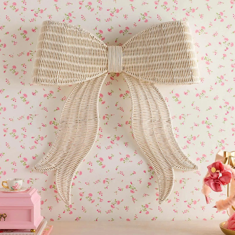 Nordic Rattan Butterfly Decorative Hanging Ornament, Handmade Woven Rattan, Cute Decoration for Princess Queen Cottage