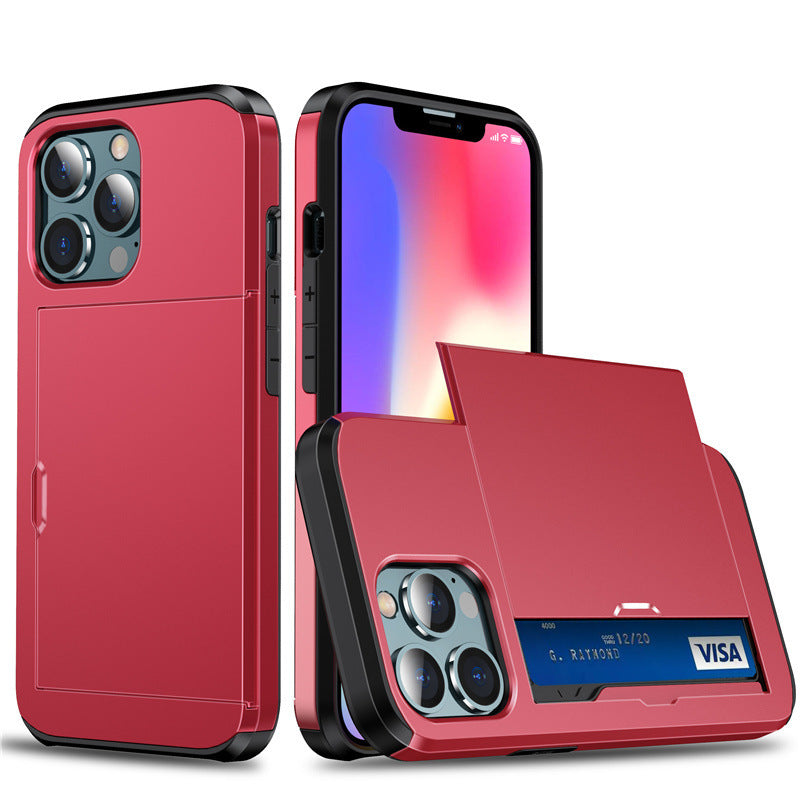 Suitable for iPhone 17 ProMax phone case Apple 16 slide push card insert 14 15 anti drop protective cover