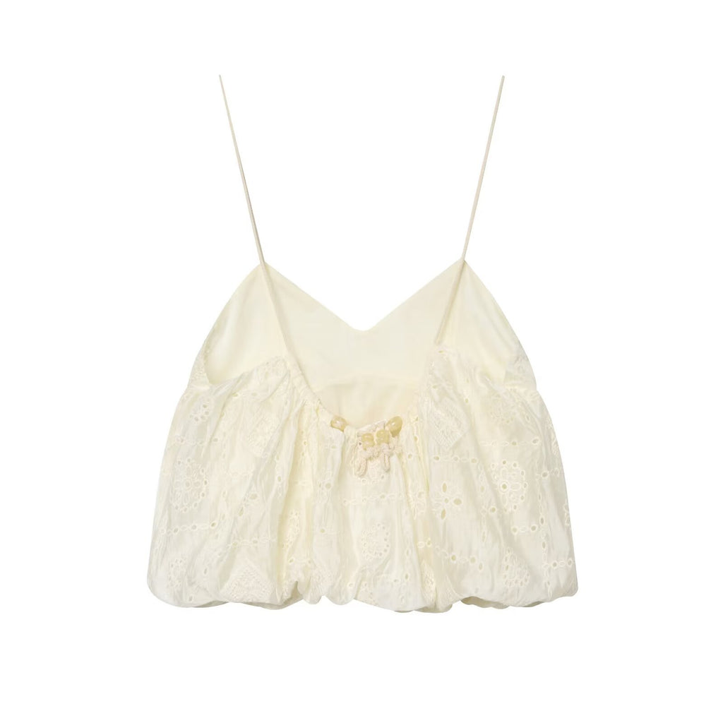 Spicy Girl Hollow Embroidered Bubble Short Top