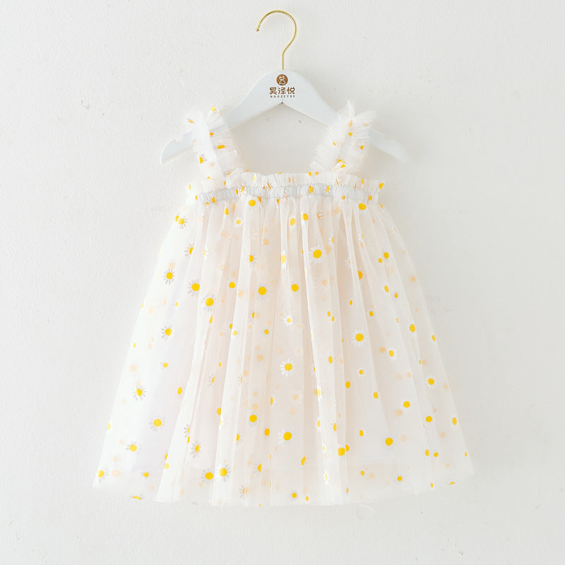INS Summer New Style Strap Girls Dress Embroidered Sweet Tulle Dress Children's Formal Dress Princess Dress Wholesale