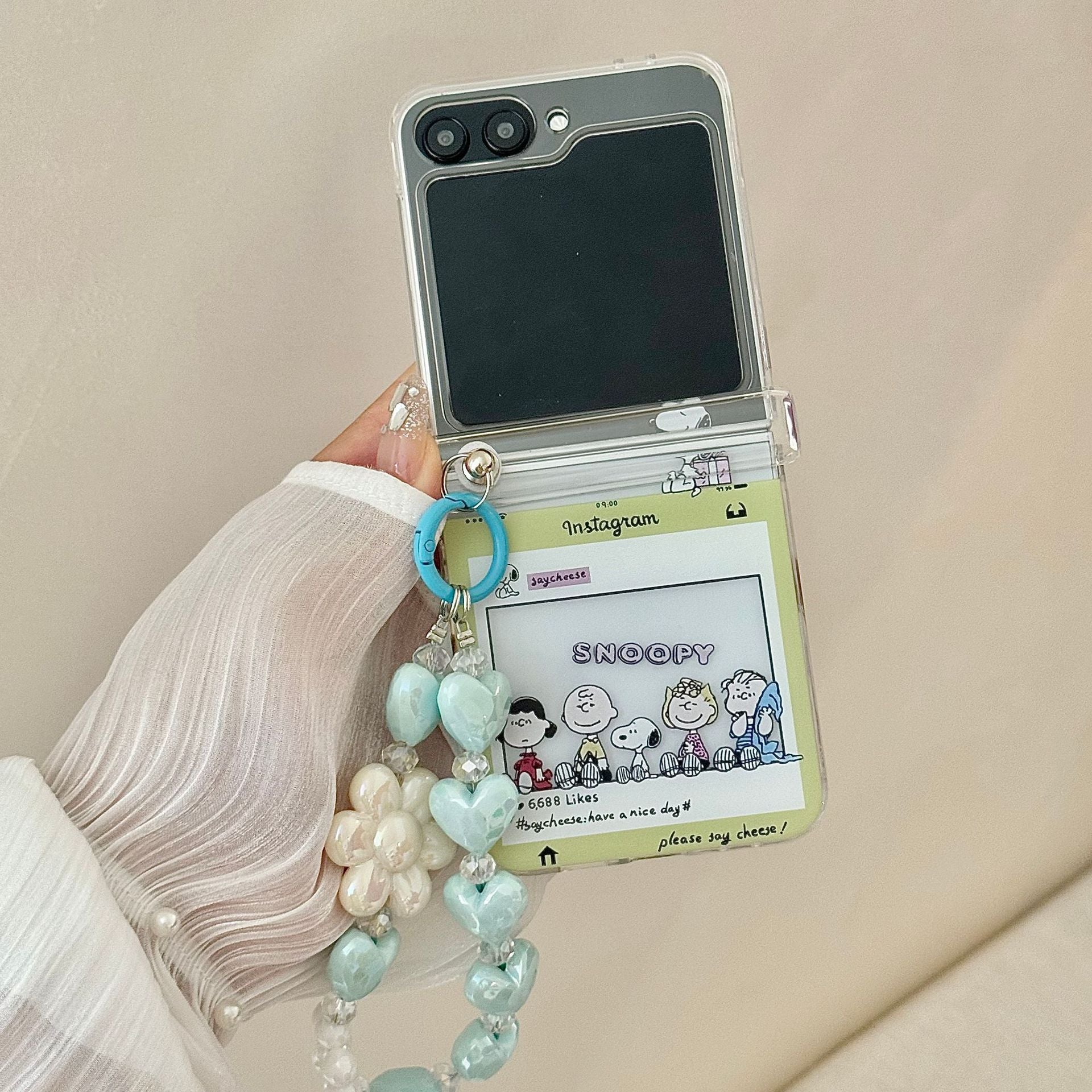 Cartoon Snoopy Samsung suitable for zflip7 phone case folding screen 7FE women's anti fall all inclusive protective cover 5/6