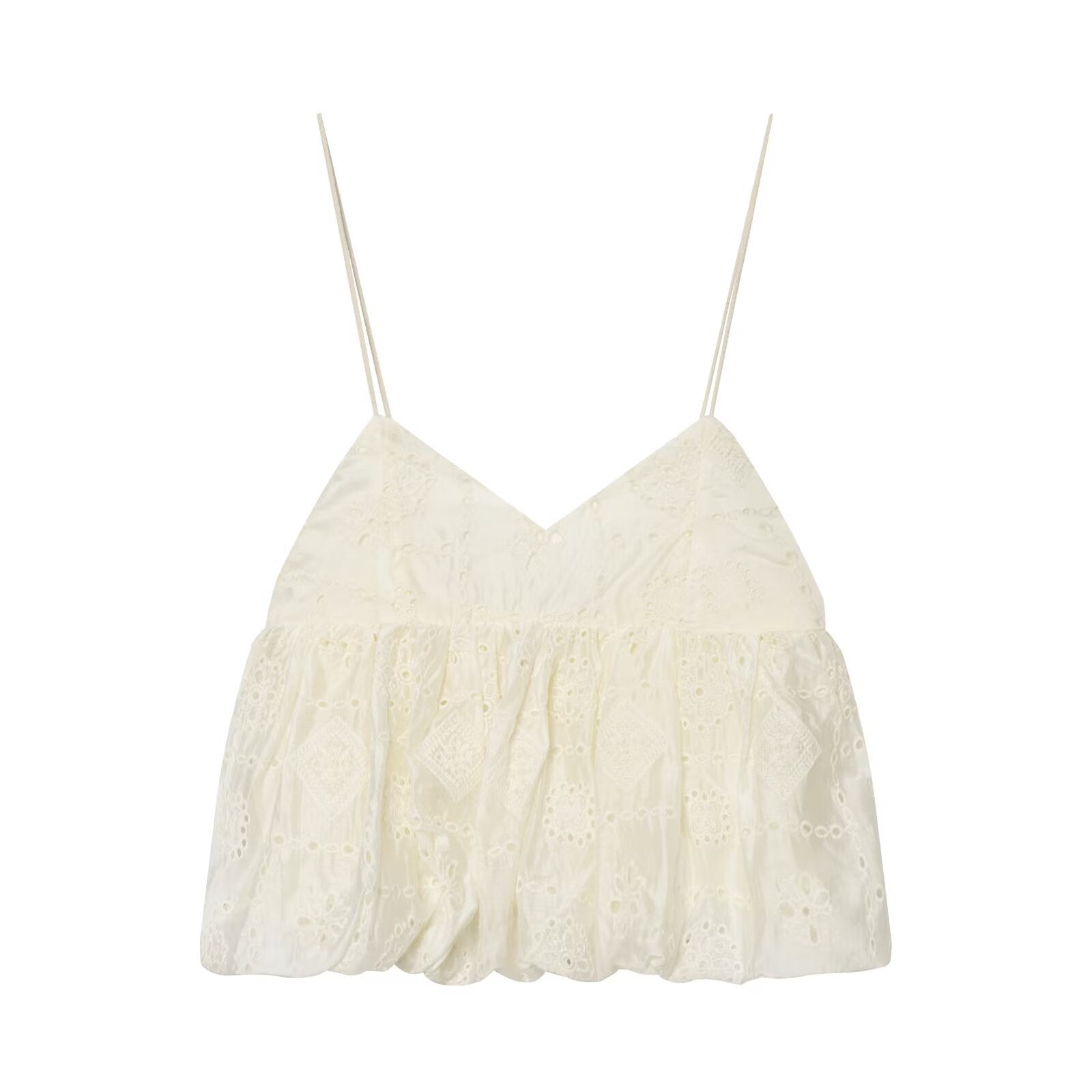 Spicy Girl Hollow Embroidered Bubble Short Top