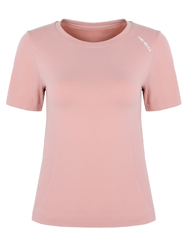 Sporty Women's Short Sleeve Fitted Quick-Dry Running Fitness T-Shirt Slim Fit Round Neck Wear