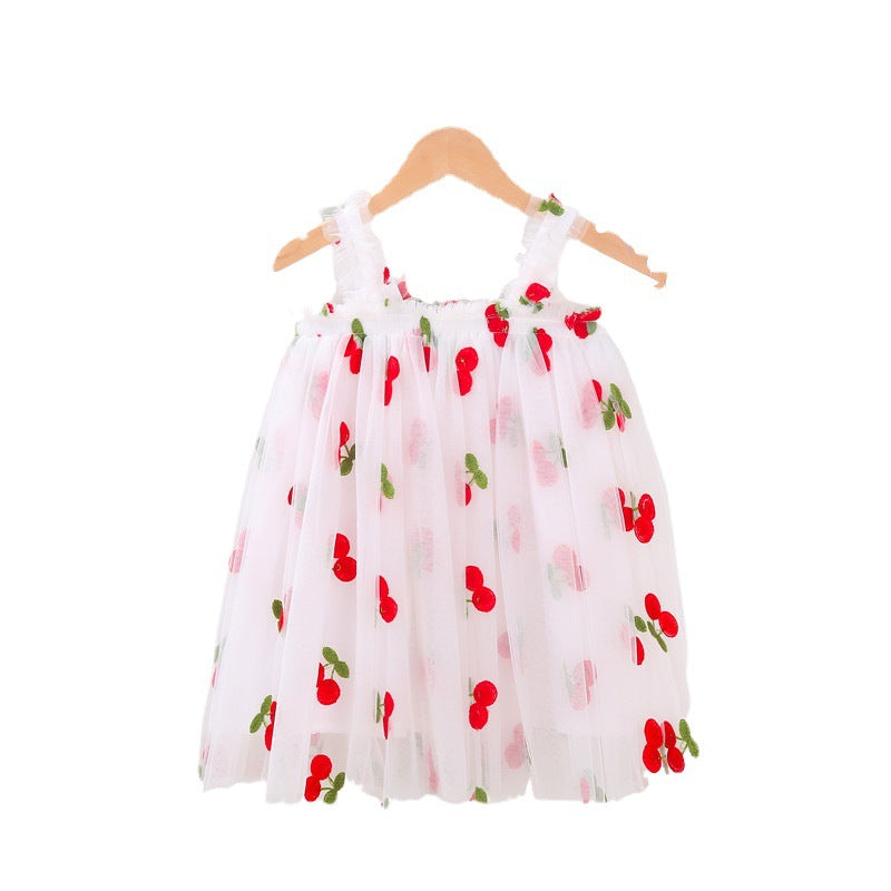 INS Summer New Style Strap Girls Dress Embroidered Sweet Tulle Dress Children's Formal Dress Princess Dress Wholesale