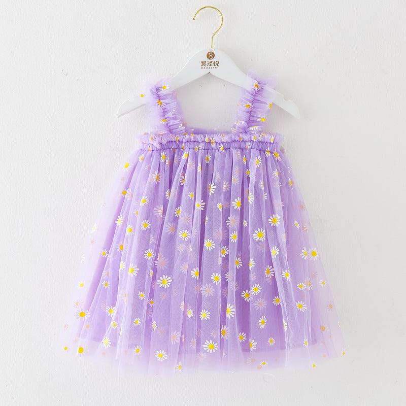 INS Summer New Style Strap Girls Dress Embroidered Sweet Tulle Dress Children's Formal Dress Princess Dress Wholesale