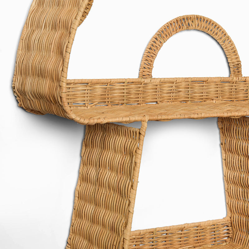 Natural Plant Vine Woven Mushroom Wall Shelf for Hotel, Guesthouse, and Showroom Decorative Floating Bracket Wall Rack