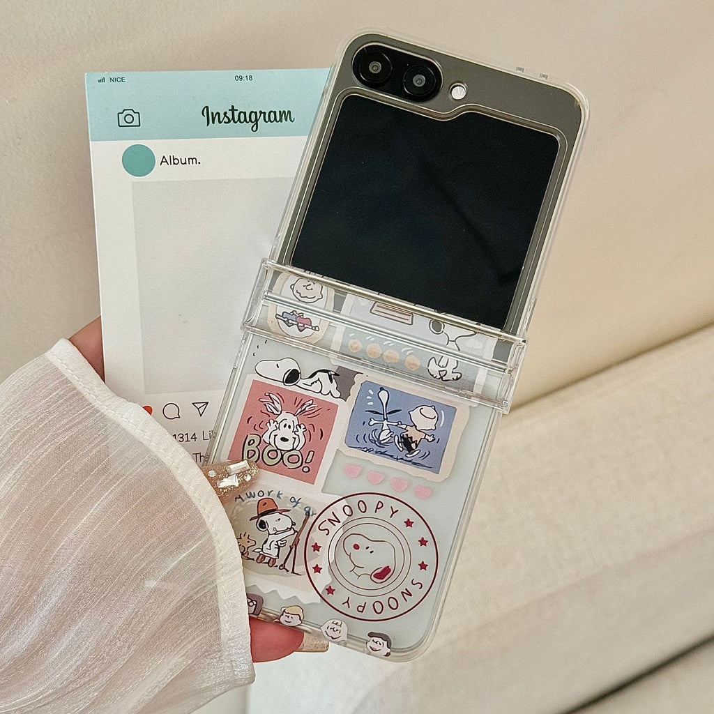 Cartoon Snoopy Samsung suitable for zflip7 phone case folding screen 7FE women's anti fall all inclusive protective cover 5/6