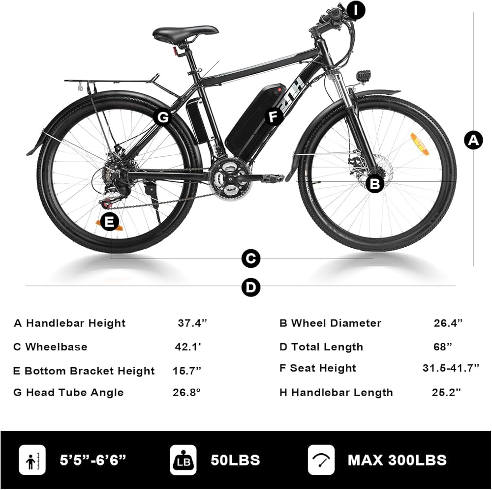 Electric Bike for Adults, 26" Electric Mountain Bike Peak-1000W Brushless Motor 23+MPH & 48V 13Ah Removable Battery Up to 65 Miles, Electric Bicycle with 21-Speed Gear, UL 2849 Cert