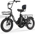 Lilypelle Electric Tricycle for Adults, Peak 1500W 48V Folding E-Mountain Bike, 20" 6 Speed 3 Wheels Unisex Electric Bicycle with Front & Rear Basket, Removable 20AH Battery, LED Light