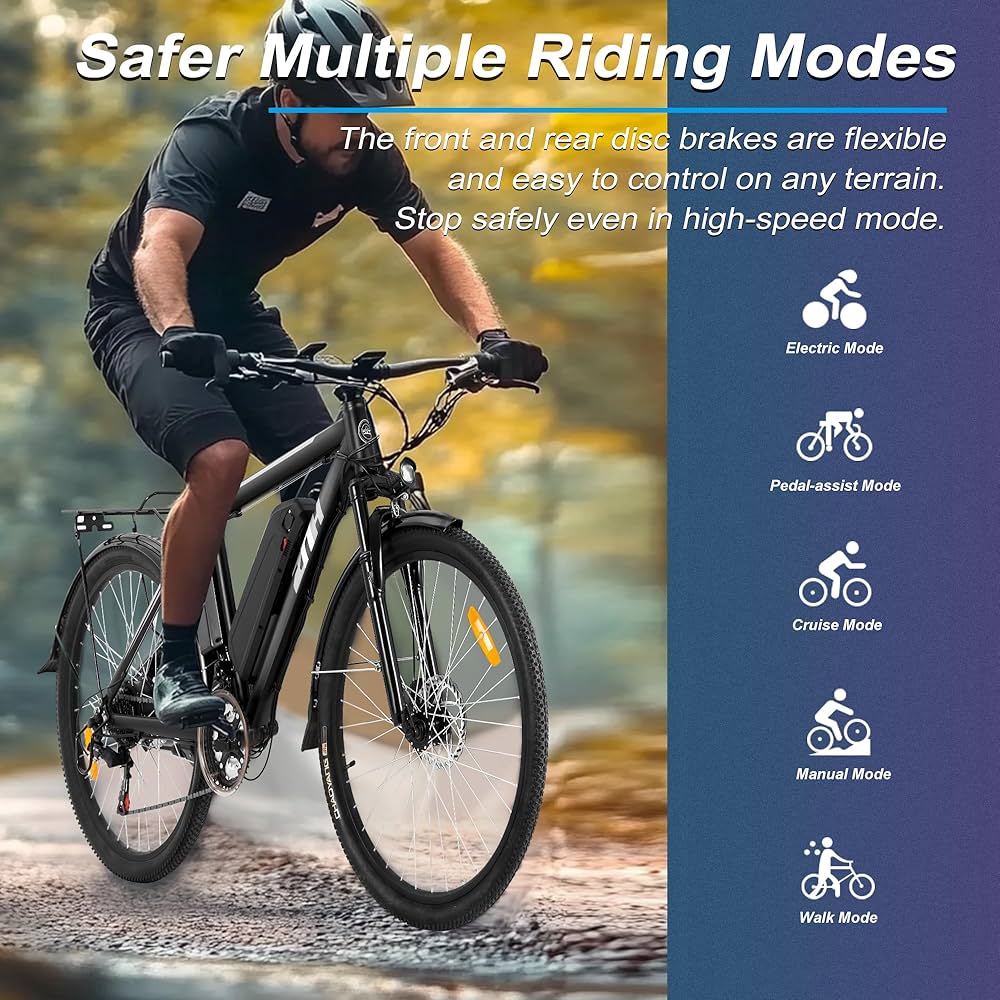 Electric Bike for Adults, 26" Electric Mountain Bike Peak-1000W Brushless Motor 23+MPH & 48V 13Ah Removable Battery Up to 65 Miles, Electric Bicycle with 21-Speed Gear, UL 2849 Cert